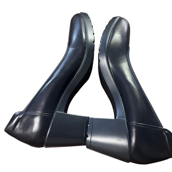 Athlefit Womens Chunky Block Heel Pumps Size 9 Navy Blue Lug Sole Slip On NWOB - Picture 7 of 9